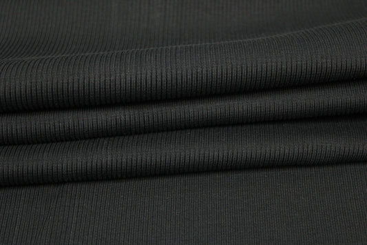 Tissu maille coton côtelé stretch - noir - photo 2/4 | So Tissus