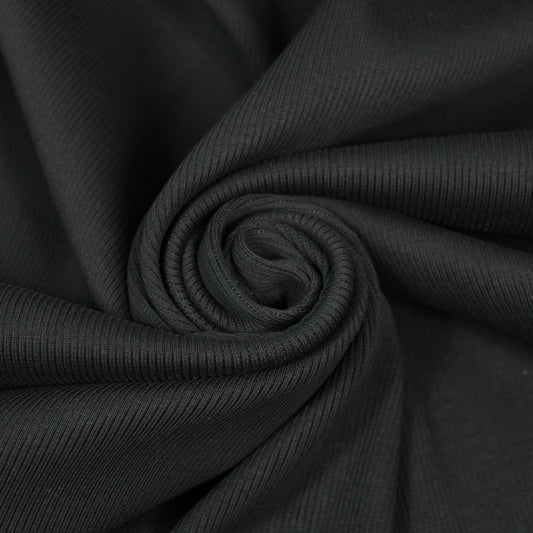 Tissu maille coton côtelé stretch - noir - photo 1/4 | So Tissus