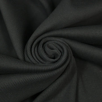 Tissu maille coton côtelé stretch - noir