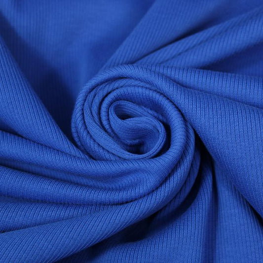Tissu maille coton côtelé stretch - bleu électrique - photo 1/4 | So Tissus