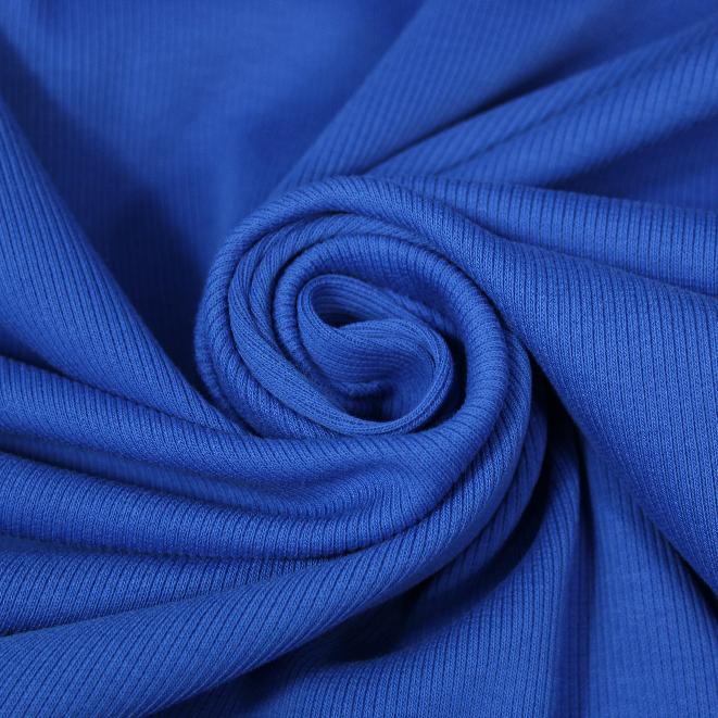 Tissu maille coton côtelé stretch - bleu électrique