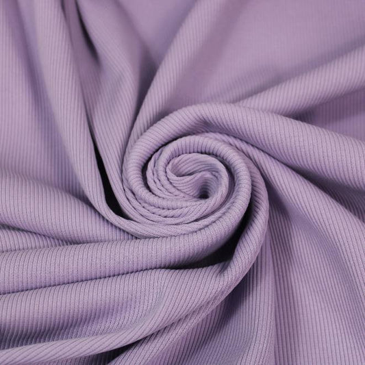 Tissu maille coton côtelé stretch - lilas - photo 1/4 | So Tissus