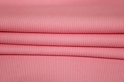 Tissu maille coton côtelé stretch - rose clair - photo 2/4 | So Tissus
