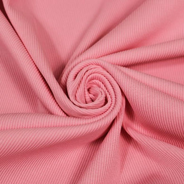 Tissu maille coton côtelé stretch - rose clair