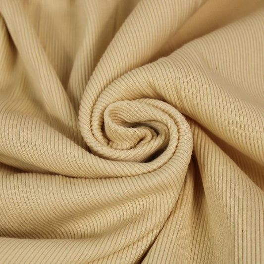 Tissu maille coton côtelé stretch - écru - photo 1/4 | So Tissus