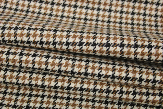 Tissu drap de laine - pieds de poule - beige, blanc et noir - photo 2/5 | So Tissus