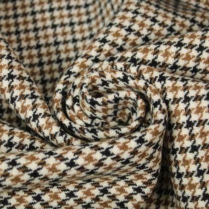 Tissu drap de laine - pieds de poule - beige, blanc et noir - photo 1/5 | So Tissus