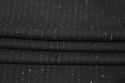 Tissu flanelle de laine - à rayures - bleu marine foncé - photo 2/4 | So Tissus