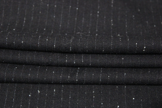 Tissu flanelle de laine - à rayures - bleu marine foncé - photo 2/4 | So Tissus