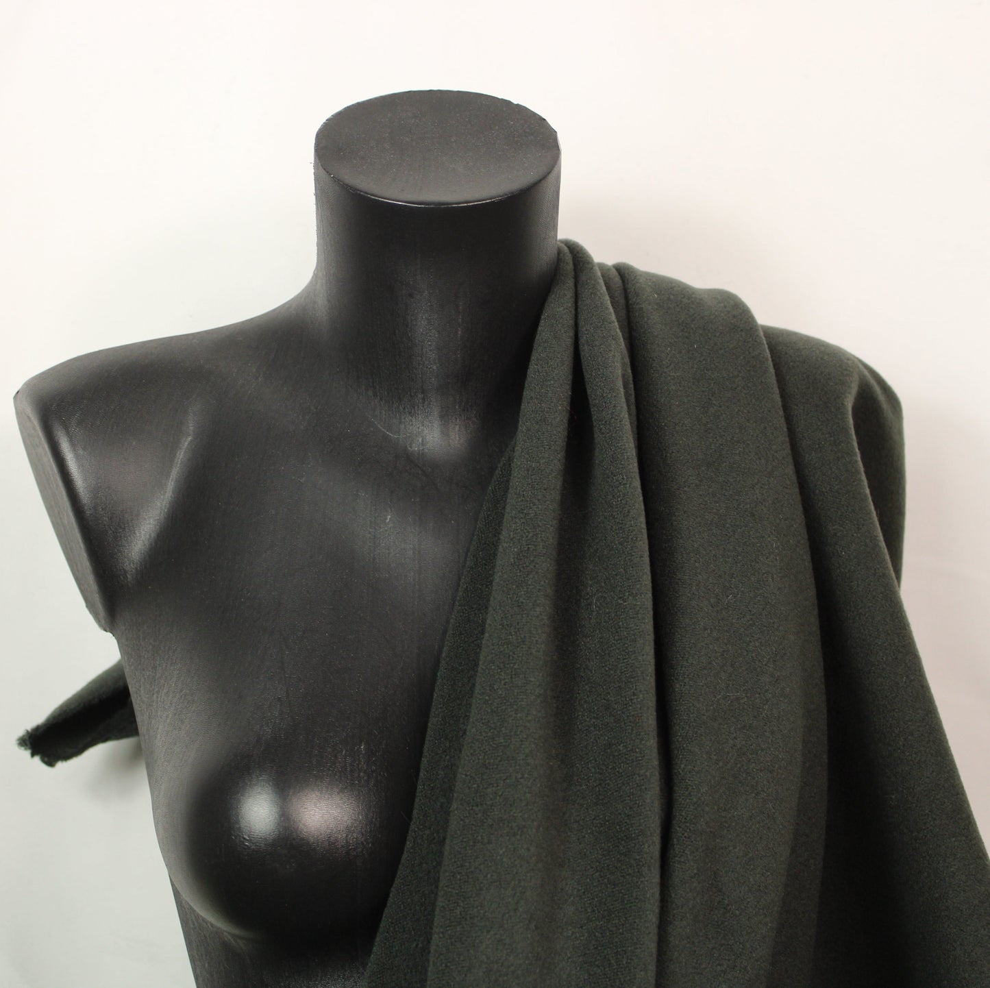 Tissu drap de laine et cachemire brossé - kaki foncé - photo 3/4 | So Tissus