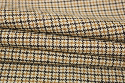 Tissu crêpe de laine stretch laine - pieds de puce - blanc, beige et noir - photo 2/5 | So Tissus