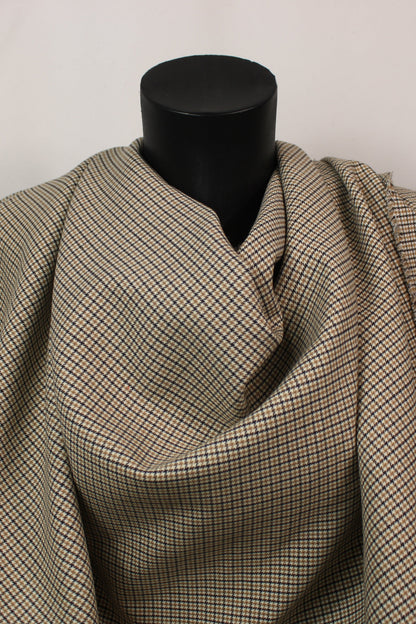 Tissu crêpe de laine stretch laine - pieds de puce - blanc, beige et noir - photo 4/5 | So Tissus