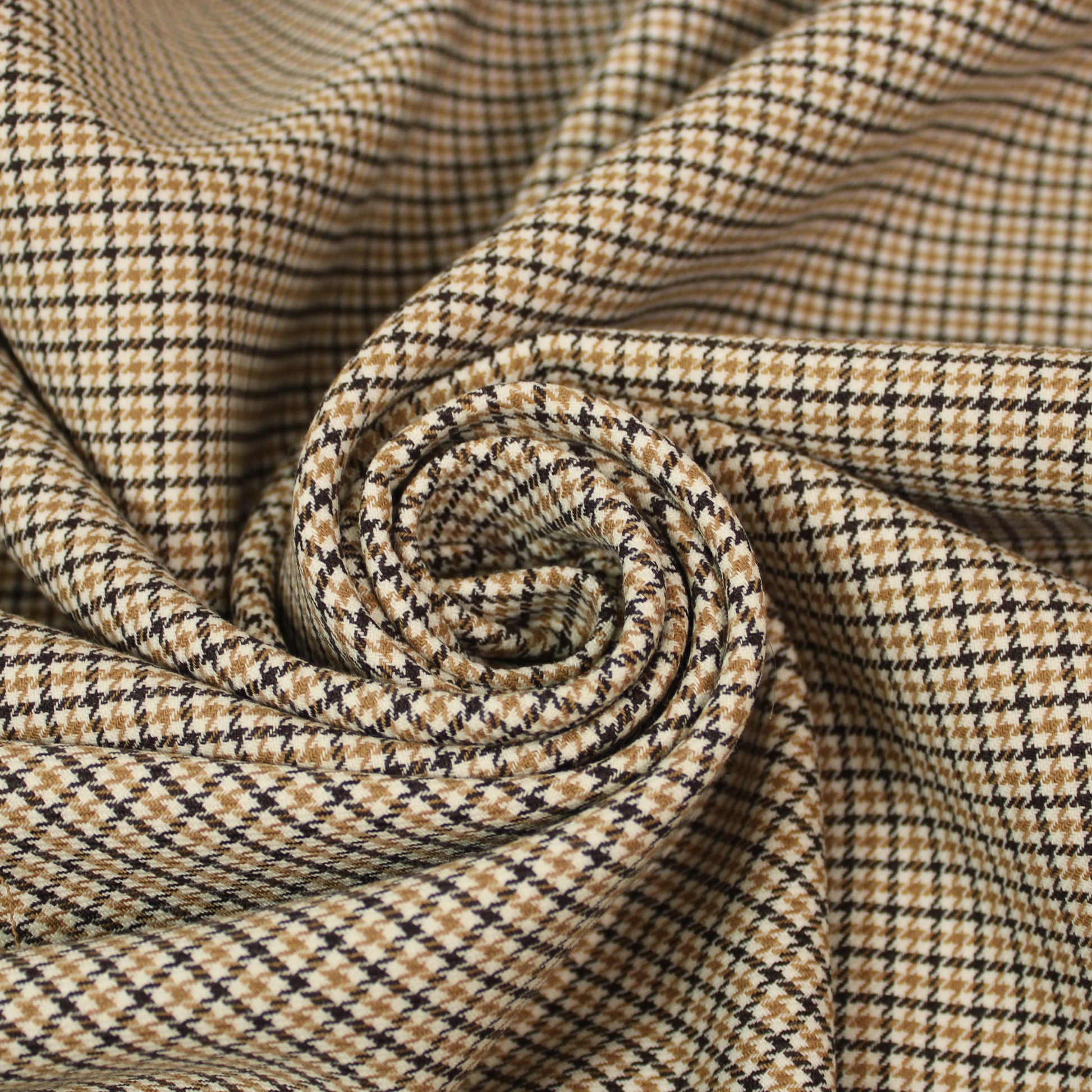 Tissu crêpe de laine stretch laine - pieds de puce - blanc, beige et noir - photo 1/5 | So Tissus