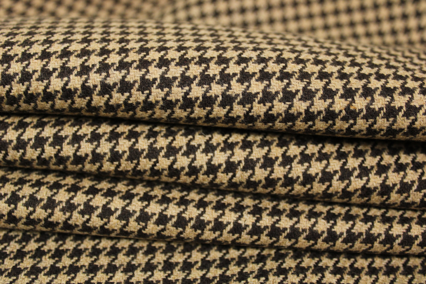 Tissu drap de laine - pieds de poule - beige et marron - photo 2/5 | So Tissus