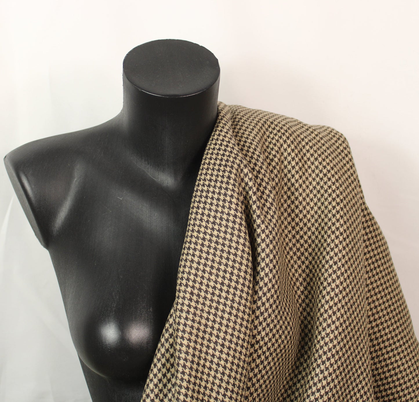 Tissu drap de laine - pieds de poule - beige et marron - photo 3/5 | So Tissus
