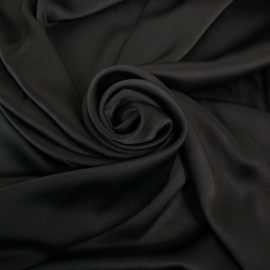 Tissu crêpe envers satin japonais - noir