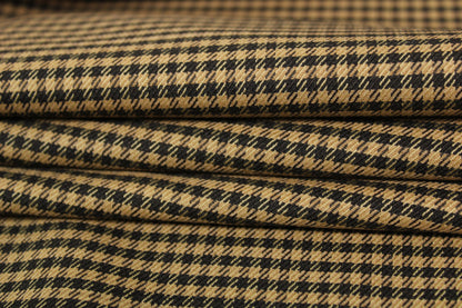 Tissu crêpe de laine - petits carreaux - noir , marron et beige - photo 2/5 | So Tissus