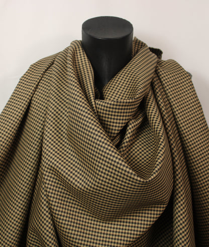 Tissu crêpe de laine - petits carreaux - noir , marron et beige - photo 4/5 | So Tissus