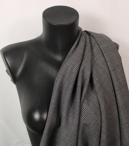 Tissu crêpe de laine - prince de galles - gris et noir - photo 3/5 | So Tissus