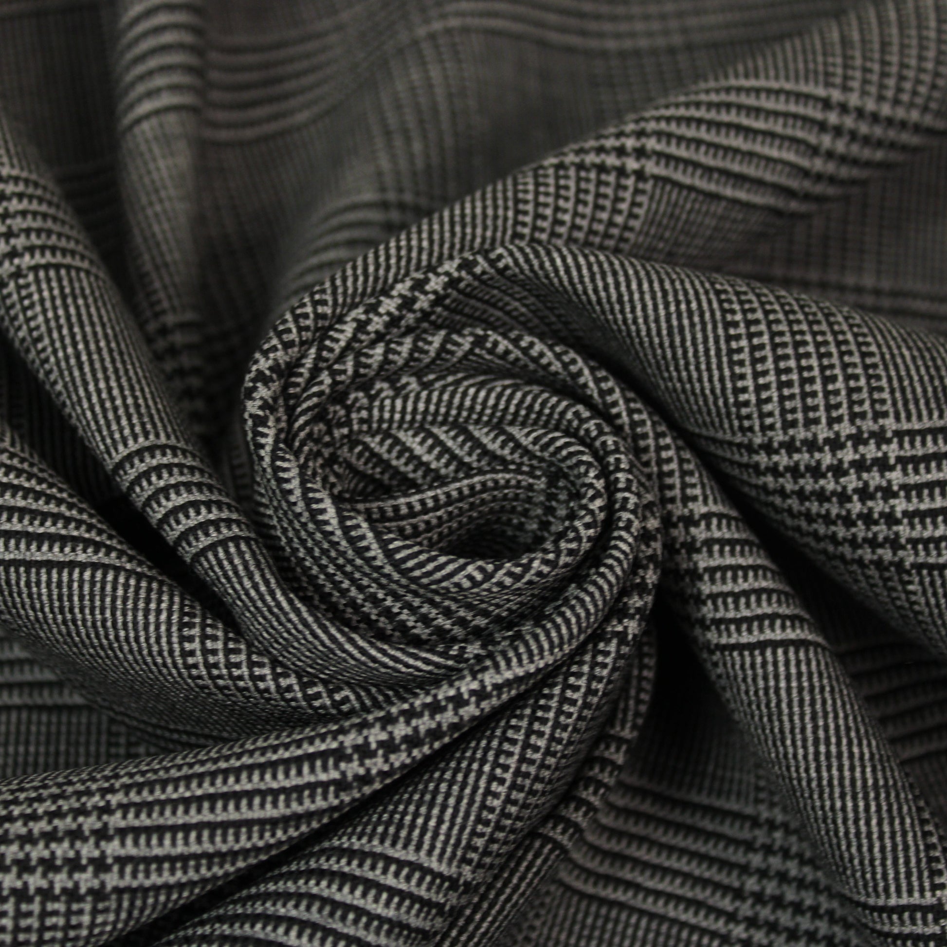 Tissu crêpe de laine - prince de galles - gris et noir - photo 1/5 | So Tissus