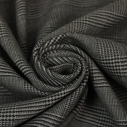 Tissu crêpe de laine - prince de galles - gris et noir - photo 1/5 | So Tissus