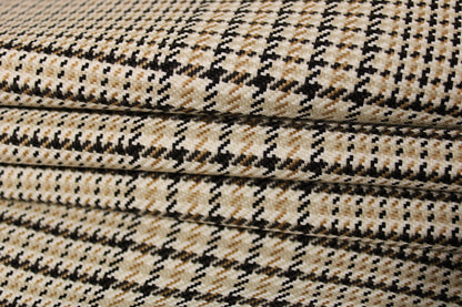 Tissu tweed de laine - imprimé à carreaux - ton beige, noir et blanc - photo 2/5 | So Tissus