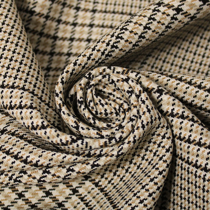 Tissu tweed de laine - imprimé à carreaux - ton beige, noir et blanc - photo 1/5 | So Tissus