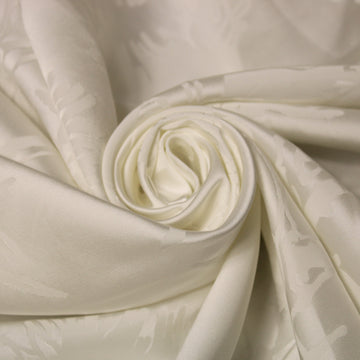 Tissu jacquard viscose - motif chardon - blanc