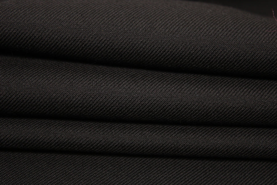 Tissu sergé de laine prestige - noir