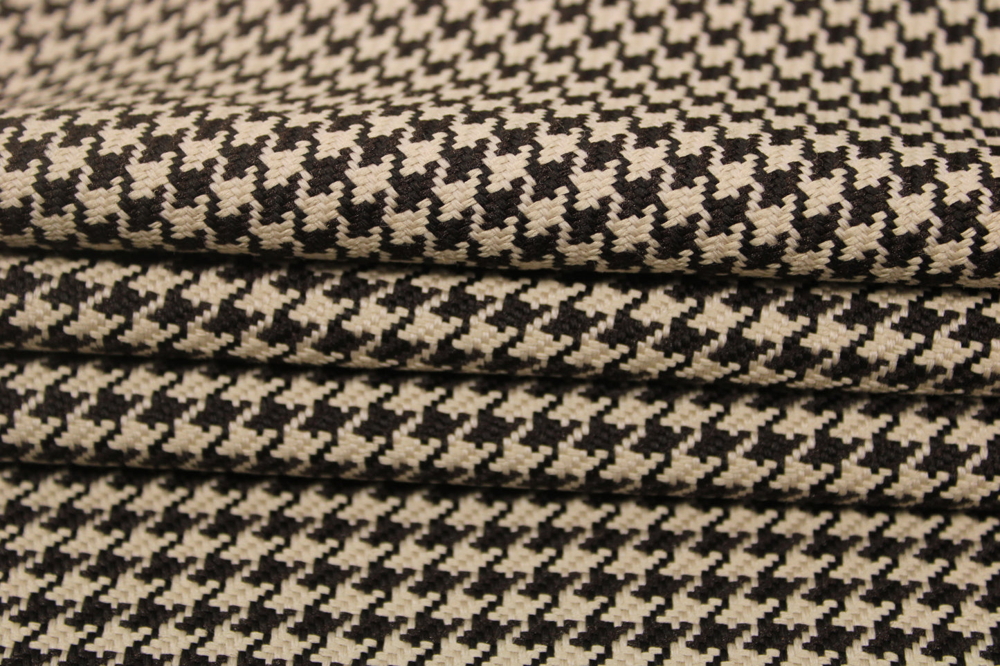 Tissu tweed de laine - pied de poule - écru et marron foncé - photo 2/5 | So Tissus