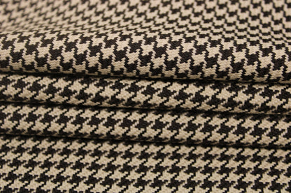 Tissu tweed de laine - pied de poule - écru et marron foncé - photo 2/5 | So Tissus