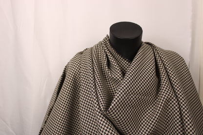 Tissu tweed de laine - pied de poule - écru et marron foncé - photo 4/5 | So Tissus