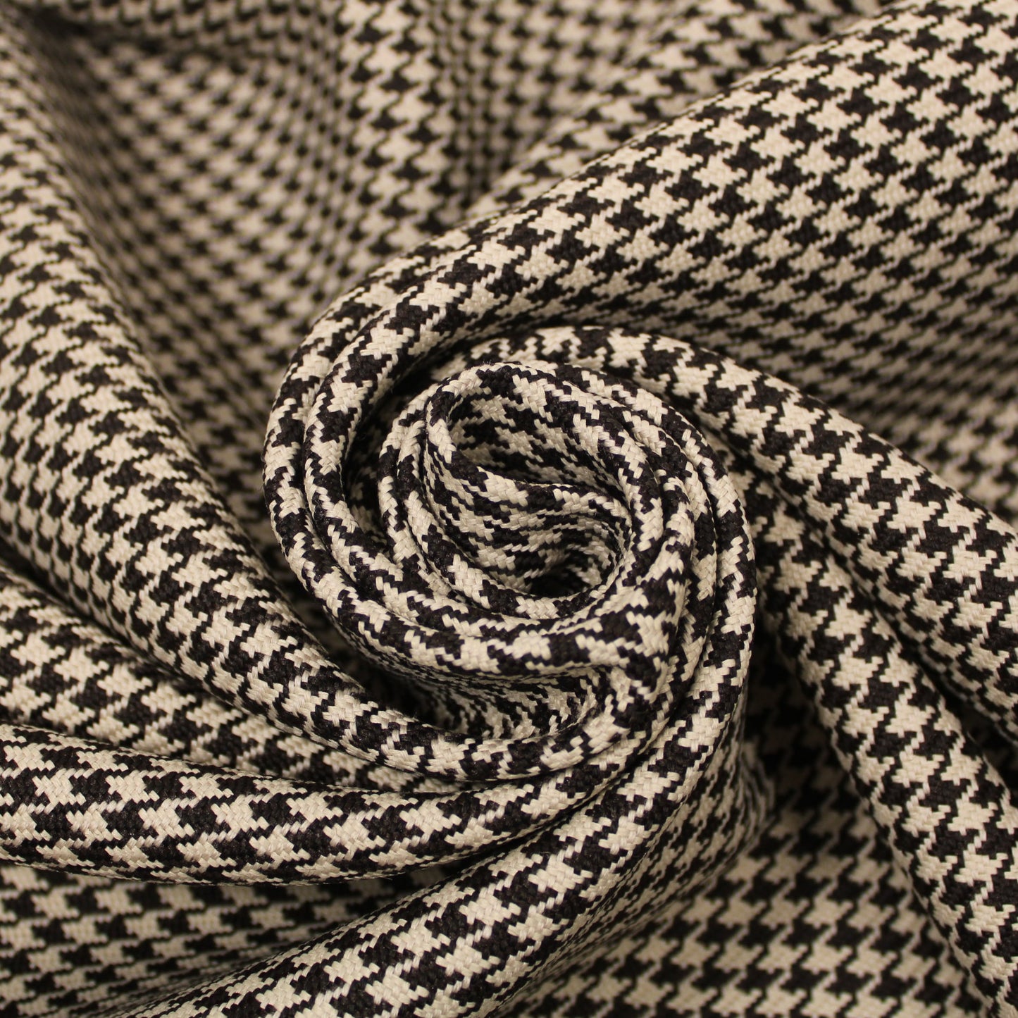 Tissu tweed de laine - pied de poule - écru et marron foncé - photo 1/5 | So Tissus