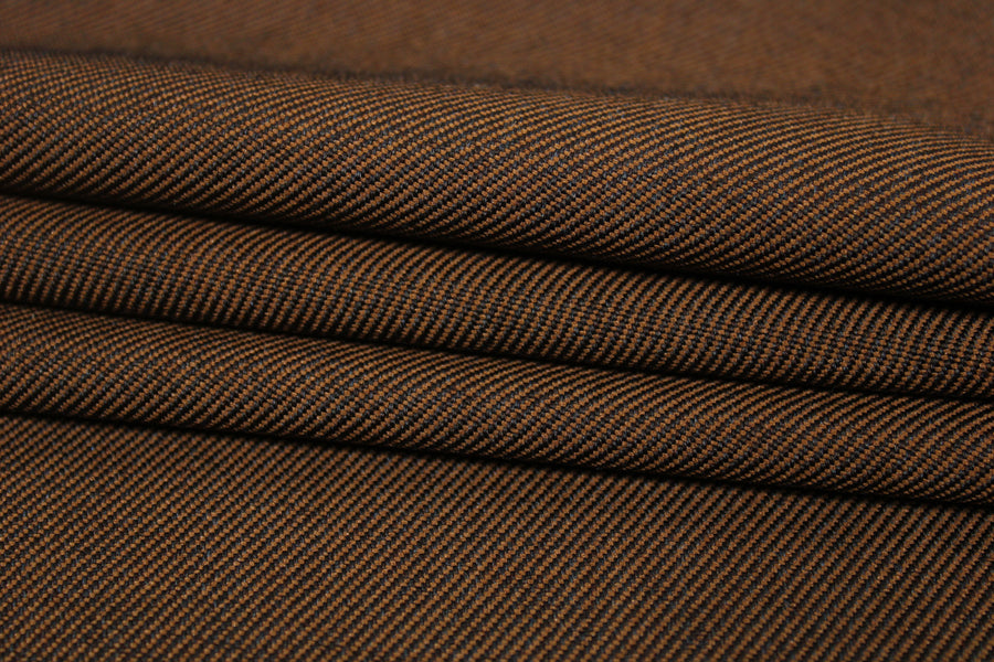 Tissu gabardine de laine sergé - ton ocre