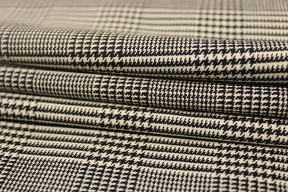 Tissu crêpe de laine - prince de galles - noir et blanc - photo 2/5 | So Tissus
