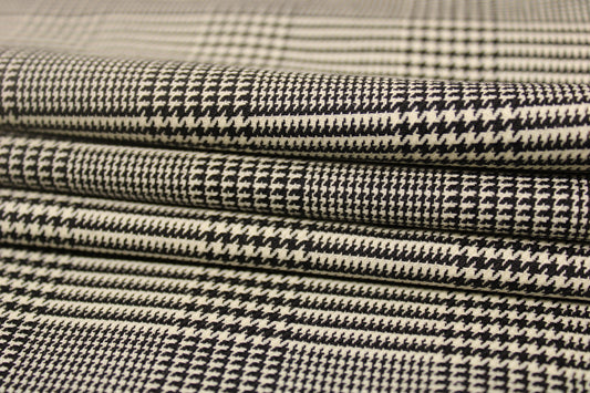 Tissu crêpe de laine - prince de galles - noir et blanc - photo 2/5 | So Tissus