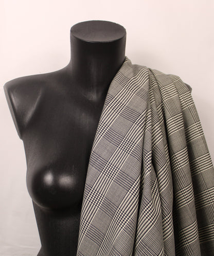 Tissu crêpe de laine - prince de galles - noir et blanc - photo 3/5 | So Tissus