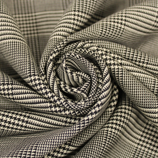 Tissu crêpe de laine - prince de galles - noir et blanc - photo 1/5 | So Tissus