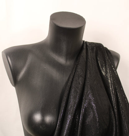 Tissu mousseline de soie et lurex - motif reptile - noir brillant - photo 3/4 | So Tissus