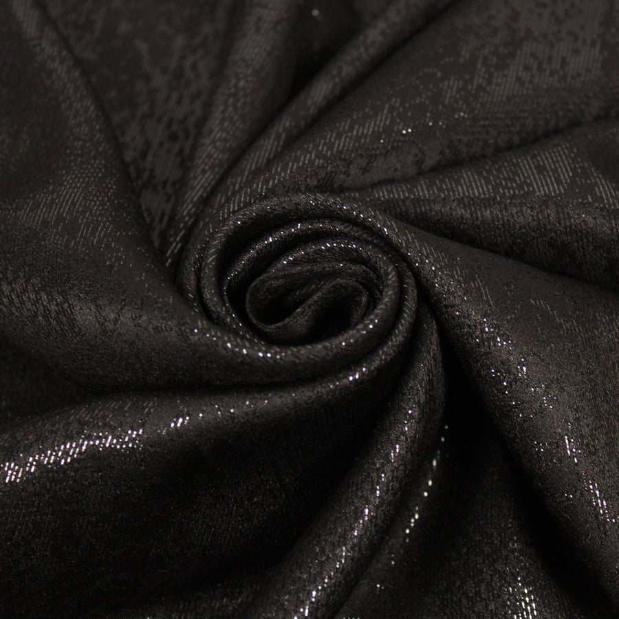 Tissu mousseline de soie et lurex - motif reptile - noir brillant