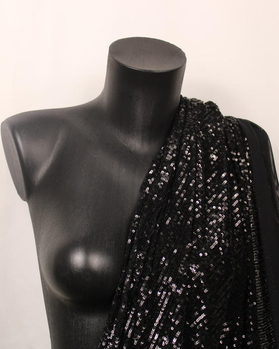 Tissu sequin - noir brillant