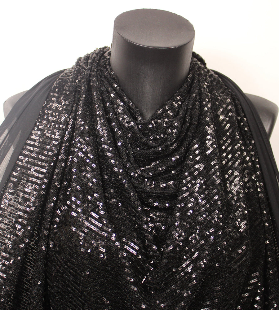 Tissu sequin - noir brillant