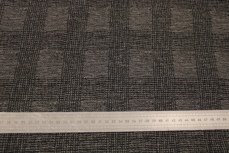 Tissu toile - denim à carreaux - gris et noir