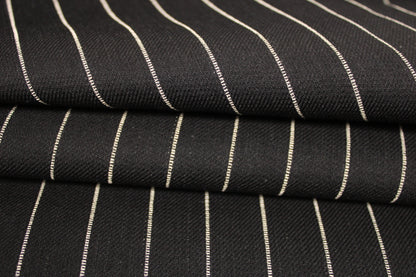 Tissu toile - denim à rayures - noiret blanc - photo 2/5 | So Tissus