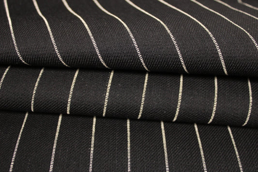 Tissu toile - denim à rayures - noiret blanc - photo 2/5 | So Tissus