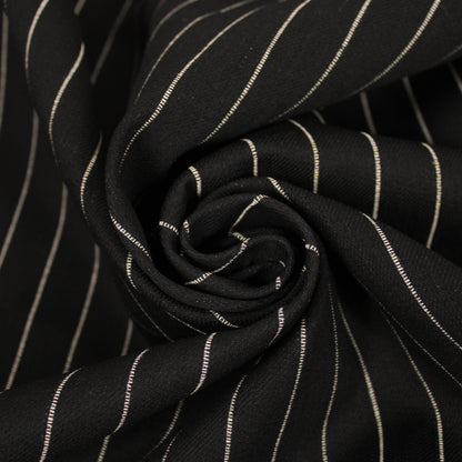 Tissu toile - denim à rayures - noiret blanc - photo 1/5 | So Tissus