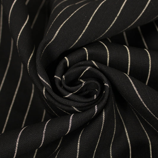 Tissu toile - denim à rayures - noiret blanc - photo 1/5 | So Tissus