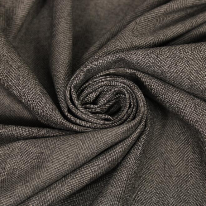 Tissu flanelle viscose - motif chevron - ton gris