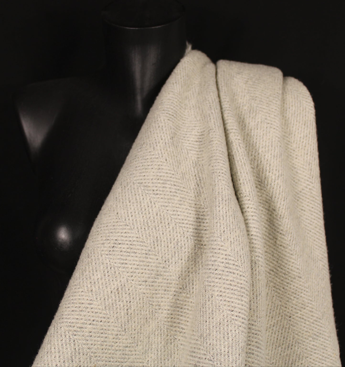 Tissu lainage - à chevron - ton gris clair - photo 3/4 | So Tissus
