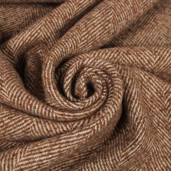 Tissu lainage - à chevron - ton écru et marron clair - photo 1/4 | So Tissus